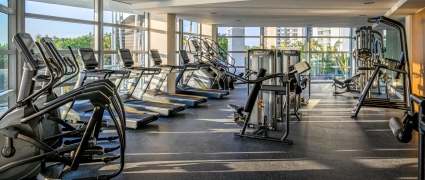 The cardio area of the fitness gym at Amrit Ocean Resort.