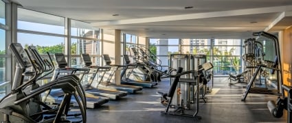 The cardio area of the fitness gym at Amrit Ocean Resort.