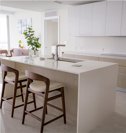 The kitchen of the a wellness residence at Amrit Ocean Resort