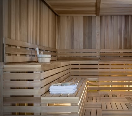 The sauna at Amrit Ocean Resort.
