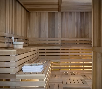 The sauna at Amrit Ocean Resort.