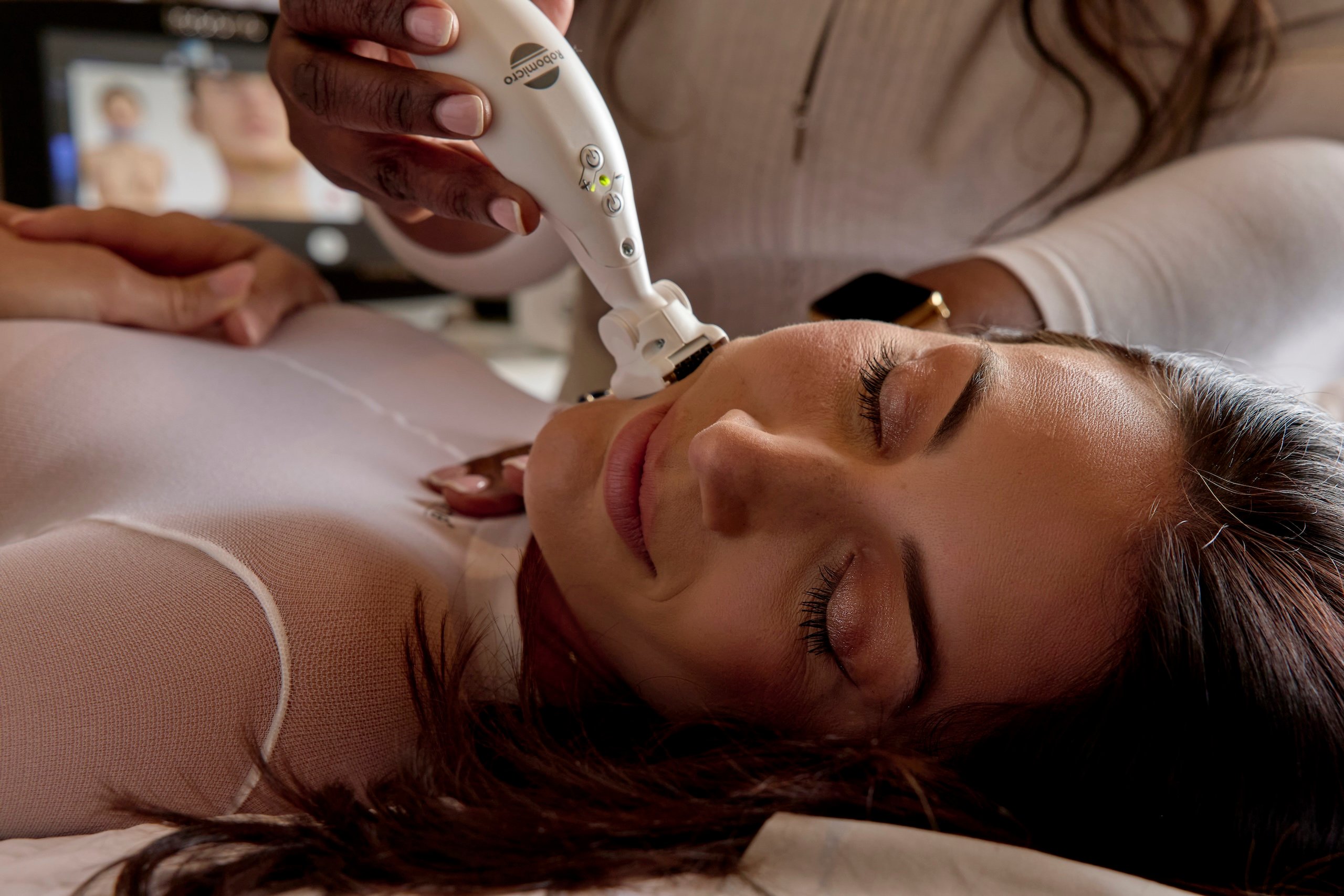 Woman undergoing a Facial treatment in Amrit Ocean Resort Spa