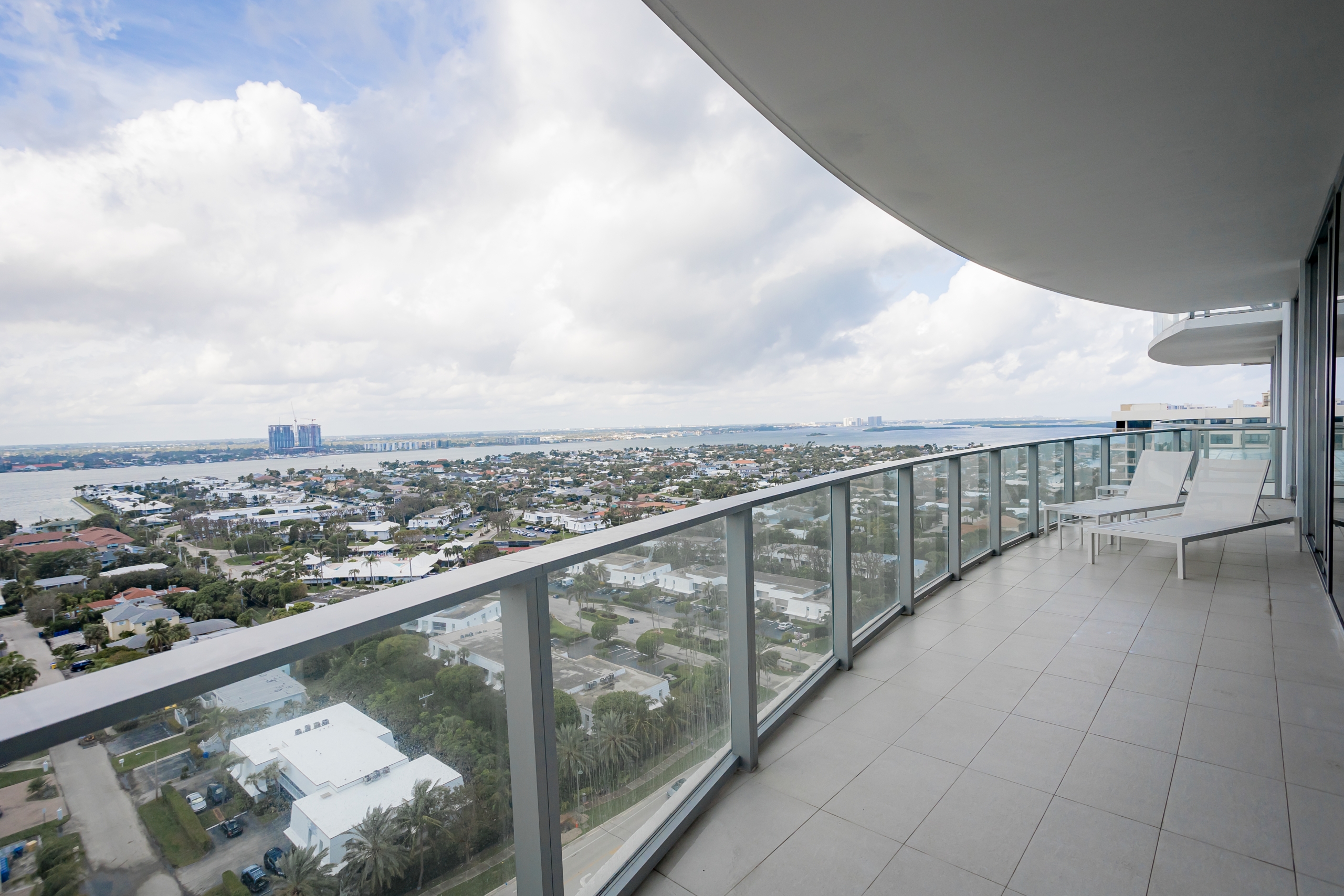 Balcony views of Riviera Beach, Florida in an intracoastal View Wellness Residence at the Amrit Ocean Resort
