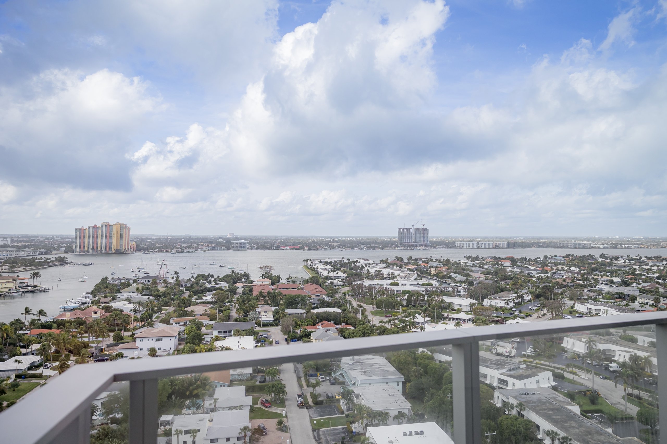 Balcony views of Riviera Beach, Florida in an intracoastal View Wellness Residence at the Amrit Ocean Resort