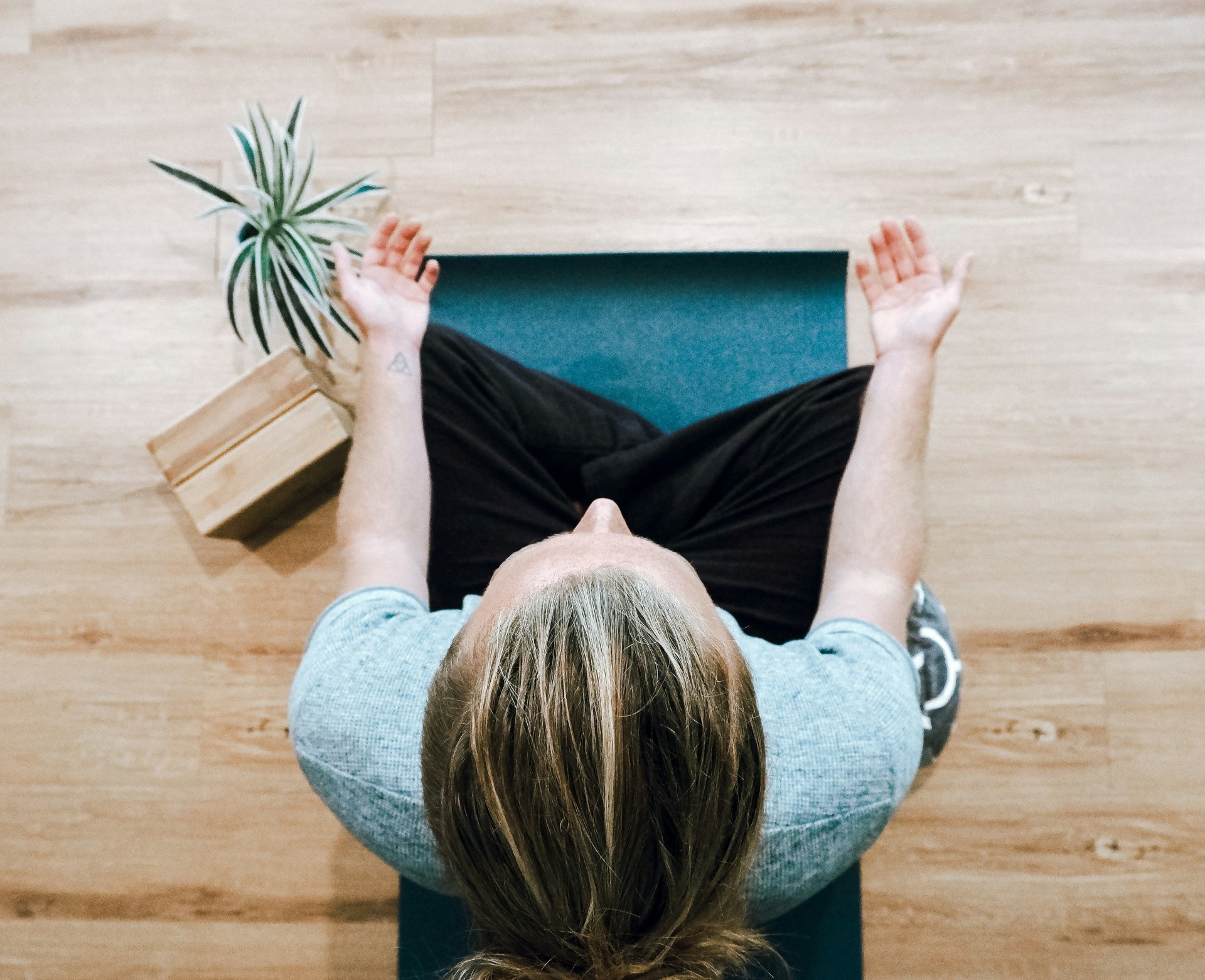 A woman in a yoga pose