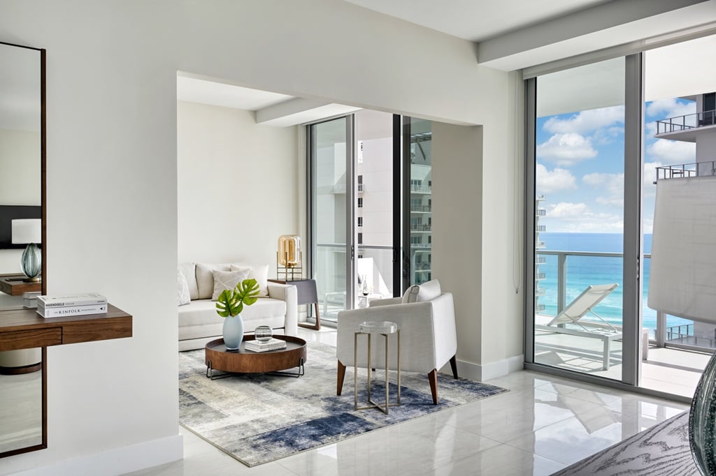 Living room at Ocean View Wellness residence of Amrit Ocean resort