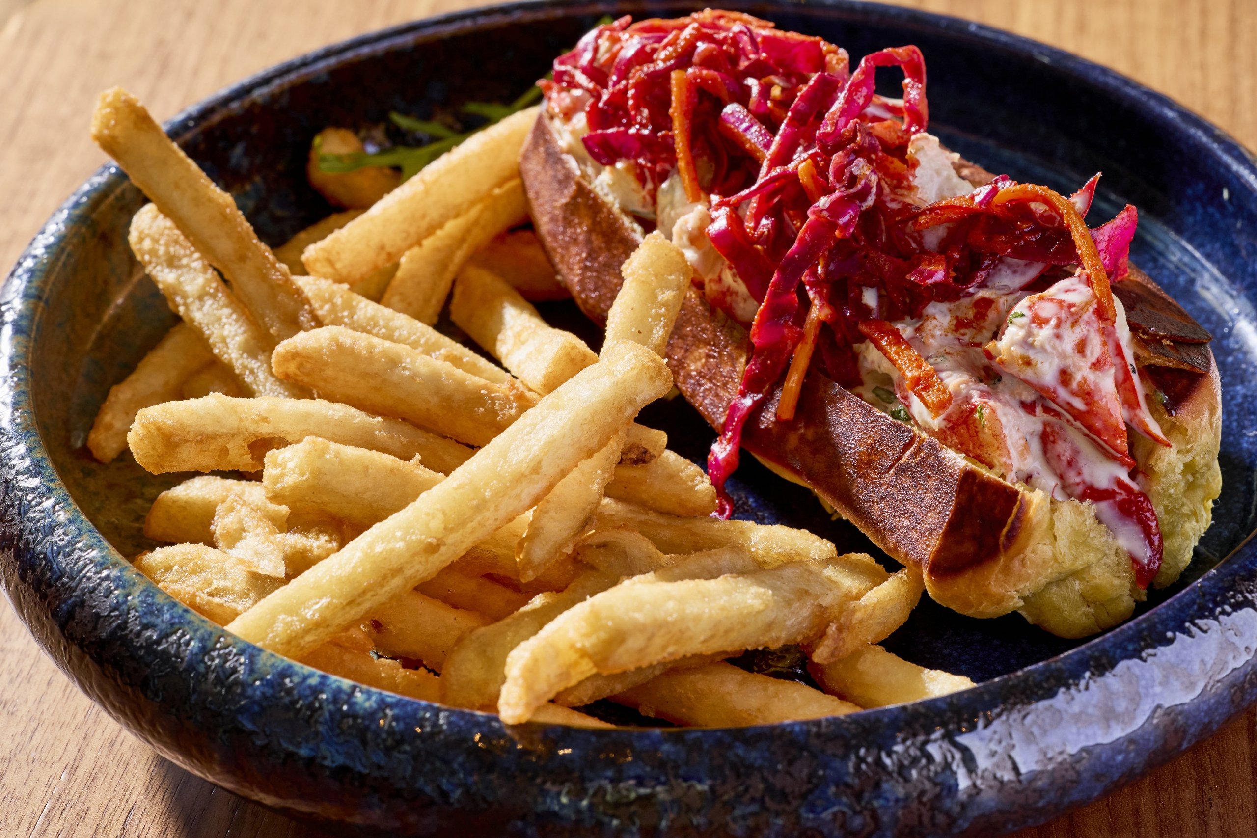 A lobster roll and fries at LALA