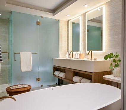 Luxurious Bathroom of Ocean View king at Amrit Ocean Resort located at Singer Island, Riviera Beach Florida