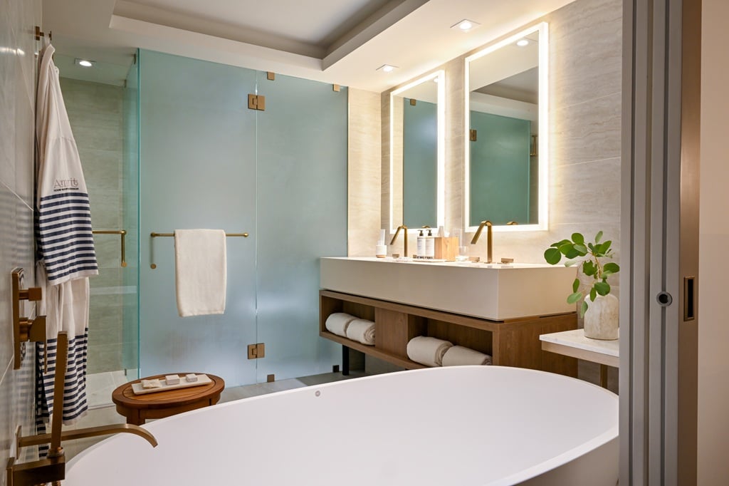 Luxurious Bathroom of Ocean View king at Amrit Ocean Resort located at Singer Island, Riviera Beach Florida
