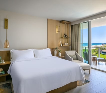 Bedroom of Ocean View king at Amrit Ocean Resort located at Singer Island, Riviera Beach Florida