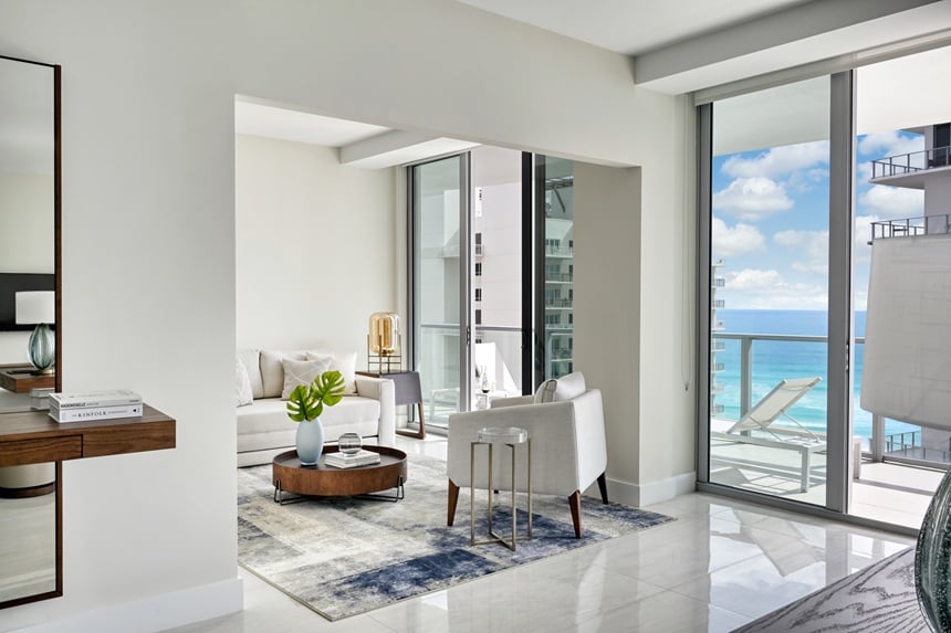 Living room of Wellness residence at Amrit Ocean Resort on singer island