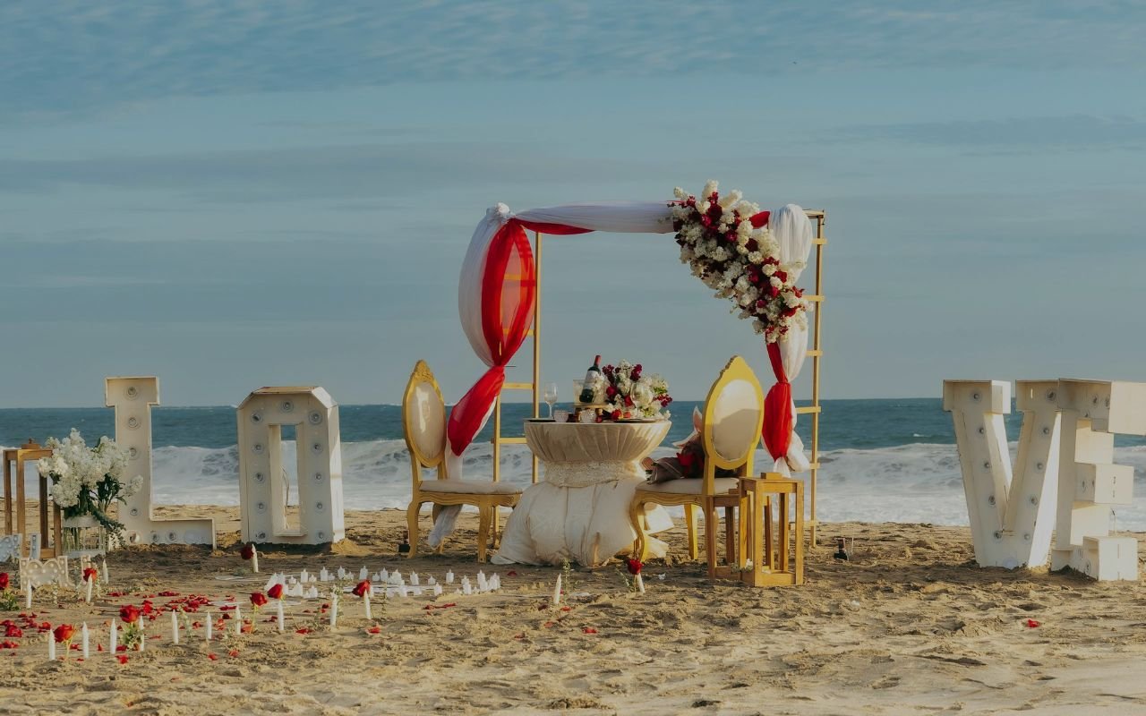 Perfect proposal on beachfront at Amrit Ocean Resort